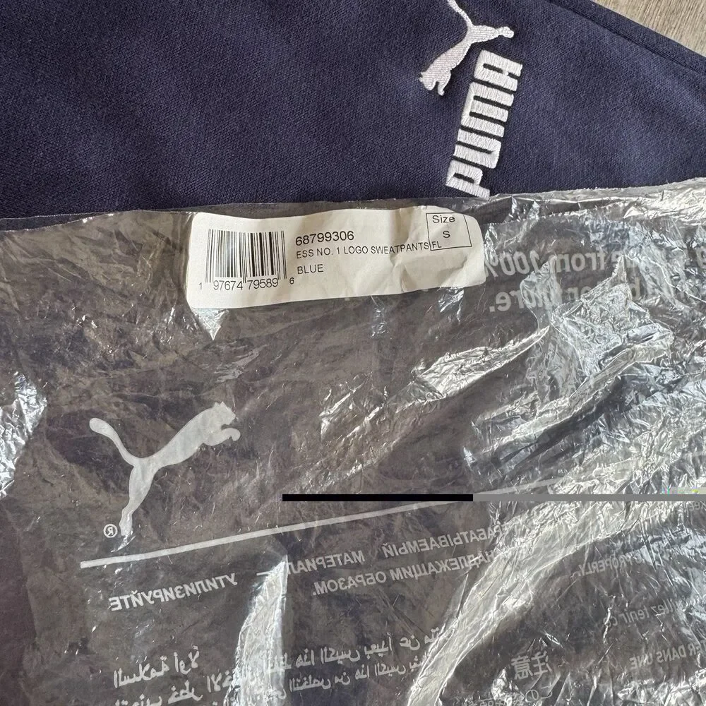 NEW Puma Sweatpants Mens Small Navy Blue Joggers Athletic Pants Casual Logo - Picture 3 of 16